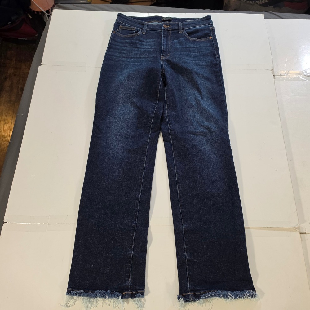 Judy Blue Straight Fit Frayed Hem Dark Wash Jeans JB82622DK-CO Size 11/30